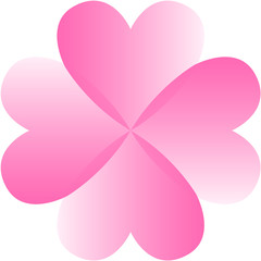 Isolated pink four leaf clover from hearts - 94804925