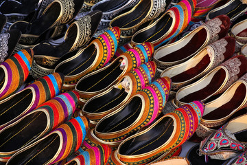 Display of traditional Indian slippers