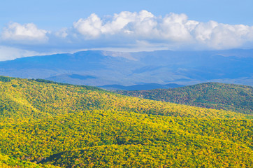 Autumn in Crimea. View from the cliff at Chufut-Kale near Bakhchisarai town