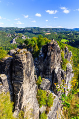 Saxon Switzerland. View from the abbey Bastei. Autumn colors at Bastei, Dresden area