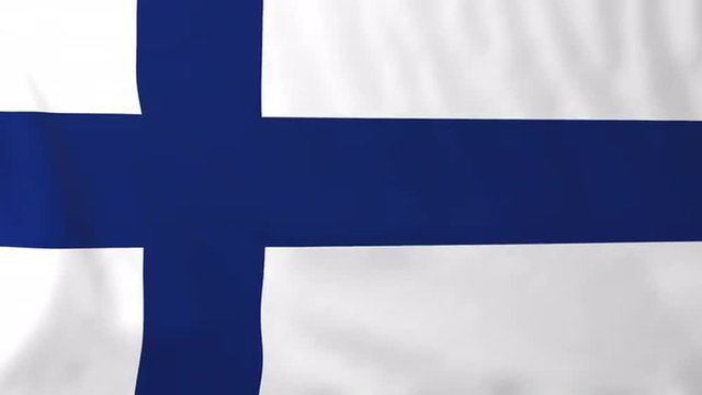 Flag of Finland, slow motion waving. Rendered using official design and colors. Highly detailed fabric texture. Seamless loop in full 4K resolution. ProRes 422 codec.