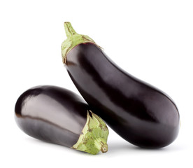 Eggplant or aubergine vegetable isolated on white background cut