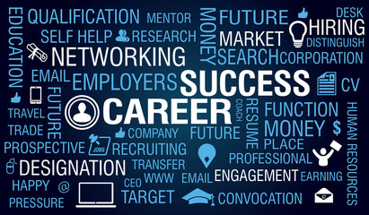 Obraz premium Career & Job Success Concept on blue background