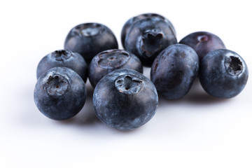 Blueberries on white background