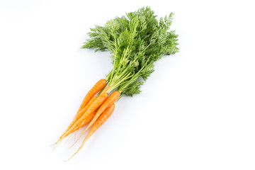 fresh carrots isolated on white background