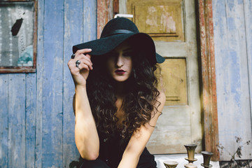 Vintage woman as witch