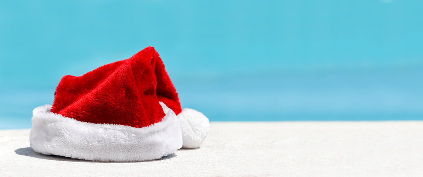 Santa Claus Hat Near Swimming Pool