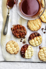 Homemade braided Cookies with Chocolate