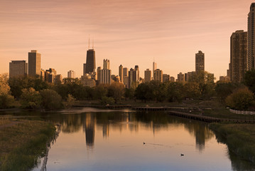 Chicago skyline seen from Lincoln Park