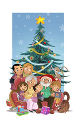 Obraz na płótnie Canvas familia en navidad