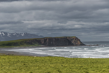 Icelandic natural volcanic landscape, summer time