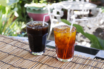 Ice black coffee and Tea
