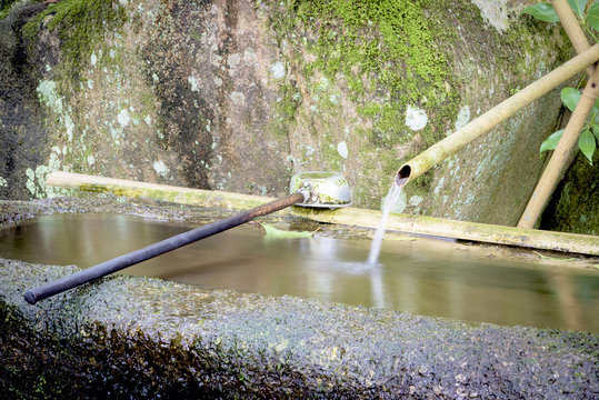 Shrine in Japan cleansing pool of water