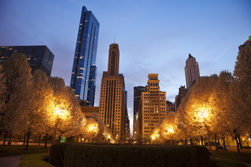 Fototapeta na wymiar Chicago architecture seen from Millennium Park