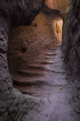 tunnel under the rock hewn churches of Lalibela