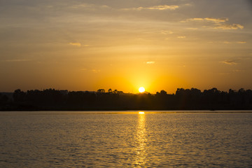 Naklejka premium sunrise at lake Tana