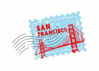 Vector San Francisco Rubber mail stamp 