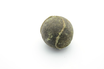 old tennis ball isolated on a white background