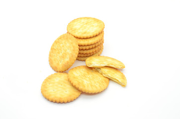 crackers on white background