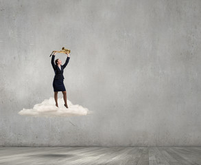 Woman saxophonist. Concept image