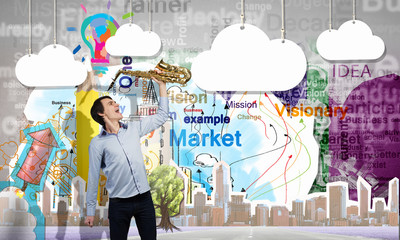 Handsome saxophonist. Concept image