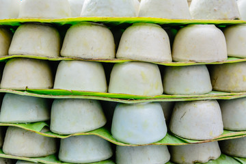Dessert Thai coconut milk custard in small porcelain cup