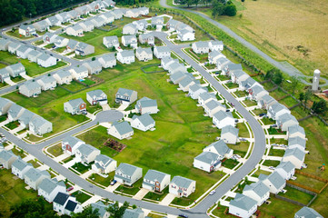 Aerial view of housing development in Charlotte, North Carolina