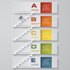 abstract business chart. 5 Steps from lower to upper steps. diagram template/graphic or website layout. Vector. Step by step idea.