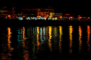 Fototapeta premium Ulcinj, a historic town located on the southern coast of Montenegro. Night view.