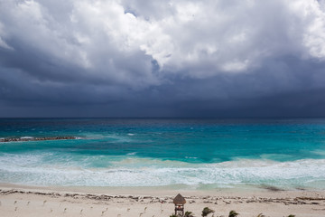 Rainy cloudly weather in Cancun - obrazy, fototapety, plakaty