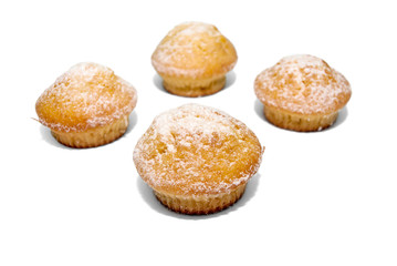 Tasty muffins on a white background