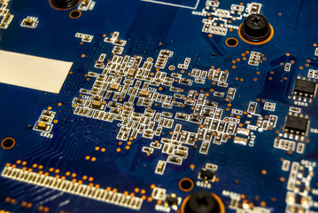 The back side of the Computer video capture card, close up