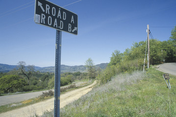 A sign that reads ÒRoad A/Road BÓ