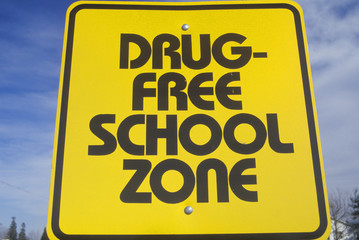 A sign that reads ÒDrug free school zoneÓ