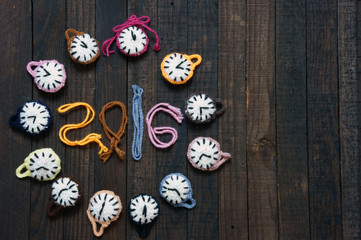 Handmade, clock, happy new year 2016, time