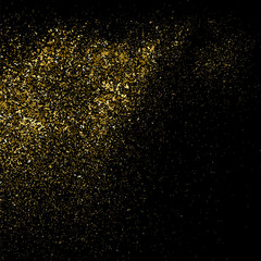 Fototapeta premium Gold glitter texture on a black background. Golden explosion of confetti. Golden grainy abstract texture on a black background. Design element. Vector illustration,eps 10.