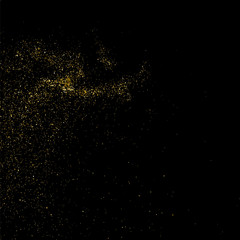 Gold glitter texture on a black background. Golden explosion of confetti. Golden grainy abstract  texture on a black  background. Design element. Vector illustration,eps 10.