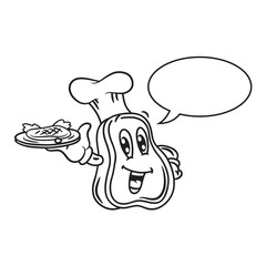 Cartoon meat with bubble speech
