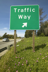 A interstate highway sign on Route 101 displaying ÒTraffic WayÓ in Southern California