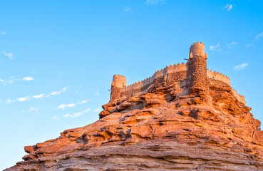 Saudi Arabia,Sakaka, sunset on the Qasr Za'abel fortress  