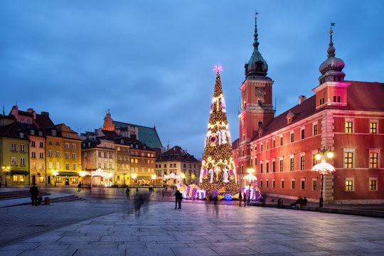 Christmas in Old Town of Warsaw in Poland