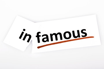 The word infamous changed to famous on torn paper