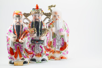 Porcelain of Hock Lok Siew or Fu Lu Shou, three gods of Chinese,