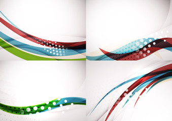 Set of abstract backgrounds. Elegant colorful decorated lines and waves with copyspace for your message
