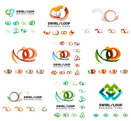 Set of company logotype branding designs, swirl infinity loop concept icons isolated on white
