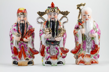 Porcelain of Hock Lok Siew or Fu Lu Shou, three gods of Chinese,