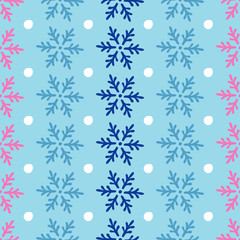 Seamless vector background with decorative snowflakes