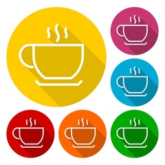 Coffee icons set with long shadow