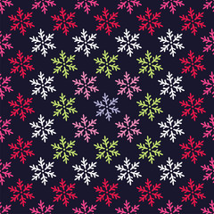 Seamless vector background with decorative snowflakes