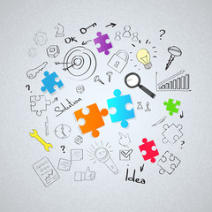 Puzzle Piece Concept Doodle Hand Draw Sketch